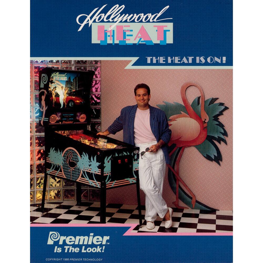 Hollywood Heat Pinball FLYER Original NOS 1986 Miami Vice Theme Retro